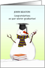 Winter Graduation Snowman Wearing Graduate Cap Holding Certificate card