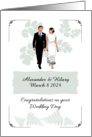 Wedding Congratulations Grandson and Wife Soft Blue Fern Foliage card