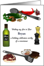 Birthday Son in Law Loves to Cook Gourmet Meals Ingredients Utensils card