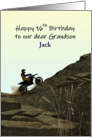 Custom Name 16th Birthday Grandson Riding Dirt Bike Rocky Terrain card