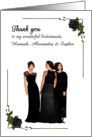 Custom Thank You BridesMaids Ladies in Elegant Black Gowns card