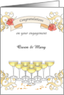 Custom Congratulations Engagement Glasses of Champagne Pink Roses card