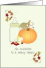 Invitation Fall Baby Shower Little Pumpkin Pacifier Formula Bottle card