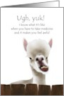Pediatric Cancer Patient Llama Sharing Feel Better Wishes card