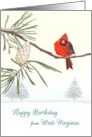 Birthday Greetings from West Virginia Official State Bird Cardinal card