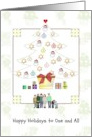 Chrismukkah for Children Star of David and Santa in Tree Outline card
