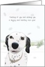 Dalmatian Conveying Happy Healthy New Year Snow Covered Fields card