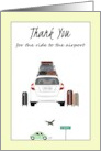 Thank You for Ride to Airport Car with Lots of Luggage card