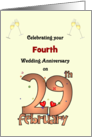 Leap Year Custom Wedding Anniversary Confetti Falling on Date card