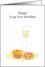 Leap Year Birthday Cupcake Doughnut Washed Down with Champagne card