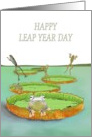 Leap Year Day Frogs Leaping Off Lily Pads card