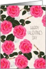 Valentine’s Day Pink Camellia Flowers and Foliage card