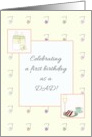 First Birthday as a Dad Colorful Diaper Pins Cake Champagne Formula card