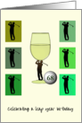 Custom Leap Year Birthday Male Golfer Profile as Wine Glass Stem card