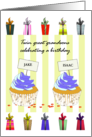 Birthday Twin Great Grandsons Blue Frosting Cupcakes Presents card