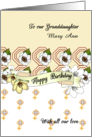 Custom Birthday for Granddaughter Camellia Blooms Geometric Designs card