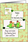 Twin Babies First St Patrick’s Day Twins Playing with Teddy Bears card