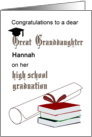 Great Granddaughter High School Graduation Certificate Books Cap card