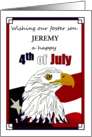 4th of July Wishes for Foster Son Eagle and American Flag card