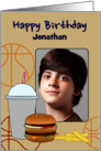 Photo Card Birthday for Male Teenager Hamburger Fries Milkshake card