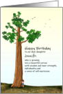 Birthday for Daughter Girl Standing at Foot of Giant Redwood card