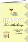 Birthday Favorite Uncle Man Relaxing in Deck Chair Wine Cake Ice Cream card