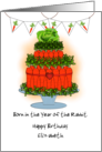 Birthday Born Year of the Rabbit Double Tier of Carrots Lettuce on Top card
