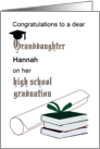 Granddaughter High School Graduation Certificate Green Ribbon Books card