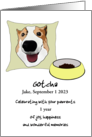 Pet Adoption Anniversary Dog Cushion and Food Custom Name Date card