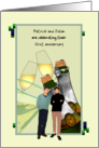 Wedding Anniversary Gay Couple Standing Together Champagne Toast card