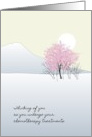 Thinking of You Chemo Treatments Cherry Tree Mountain and Sun card