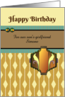 Birthday Son’s Girlfriend Geometric Designs in Beige Yellow Green card