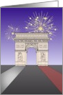 Birthday on Bastille Day Fireworks in Night Sky Arc de Triomphe card