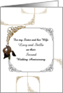 Wedding Anniversary Sister and Wife Ornate Frames Iris Flower card