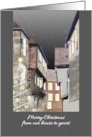 Christmas From Our House to Yours Holiday Tree in Narrow Town Lane card