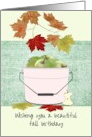 Fall Birthday Apples in Pink Pail Fall Foliage card