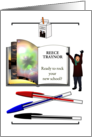 First Day Ready to Rock New School Boy Next to Large Custom Book card