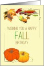 Fall Birthday Abstract Fall Foliage and Pumpkins in Fall Colors card