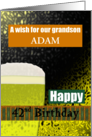 42nd Birthday for Grandson Glass of Beer Against Abstract Backing card