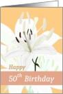 50th Birthday Half Century Club Stargazer Lily Flowers in Soft Shades card