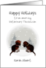 Happy Holidays Veterinary Technician Beagle Puppies Snow Scene card