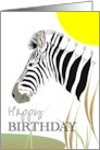 Birthday Greetings Across the Miles Zebra Partial Side View card