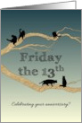 Wedding Anniversary On Friday The 13th Black Cats On Tree Branches card
