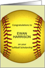 Custom Congratulations on Receiving Softball Scholarship card