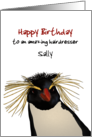 Birthday Hairdresser Fun Sketch of Rockhopper Penguin Hairdo card