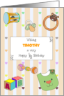 Colorful Half Birthday with Rattle Teething Ring Bib Pacifier Hearts card