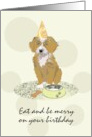 Eat And Be Merry Birthday Wish From Bernedoodle Milk And Dog Biscuit card
