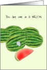 Birthday You Are One In A Melon Sticker on Watermelon Reads The Best card