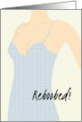 Lady Showing Cleavage in Blue Summer Dress Boob Job Redone card
