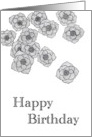 Happy Birthday Hand Drawn Black and White Flowers card